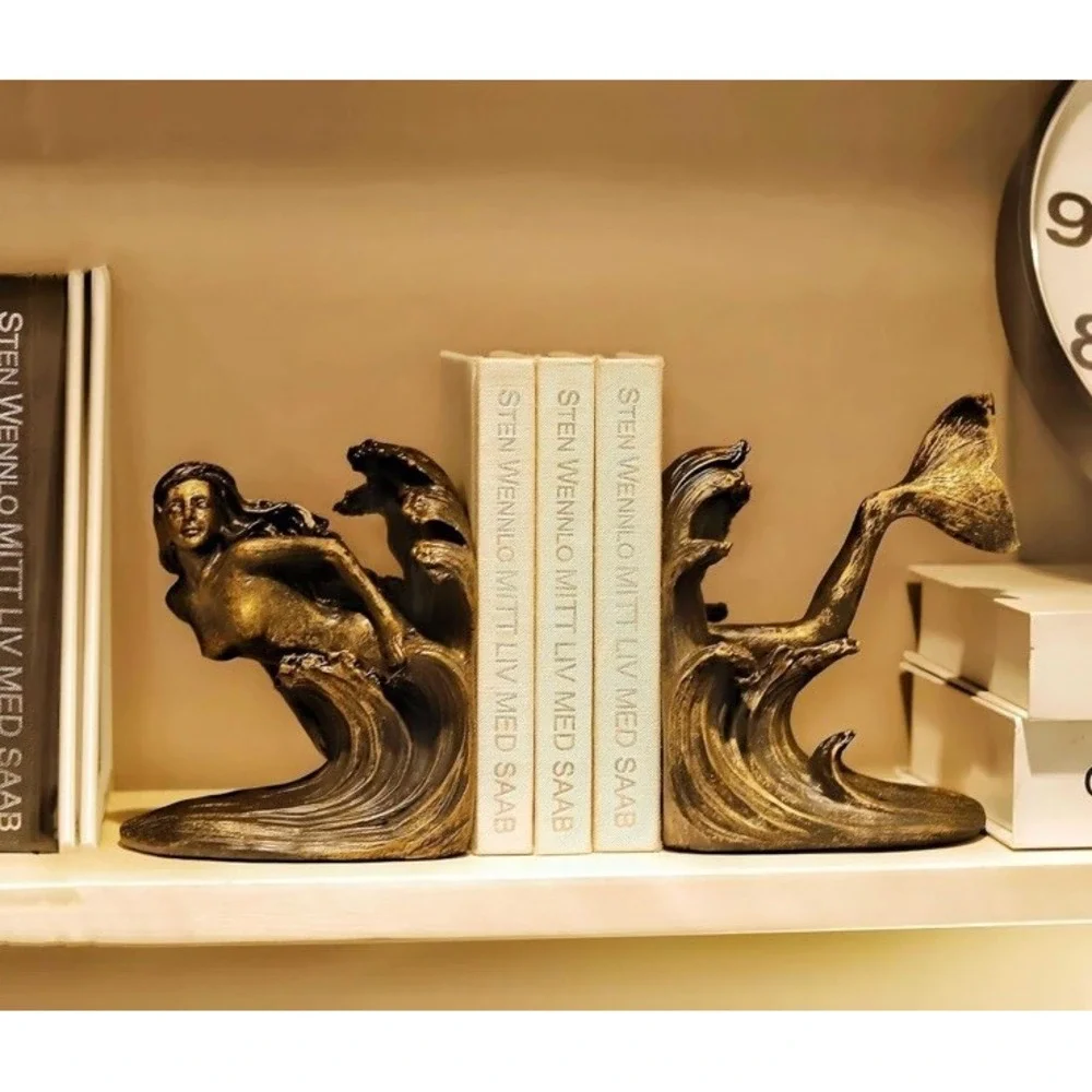 Mermaid Bookends Set Vtg Look  Nautical Decor for Home & Office Shelves NEW